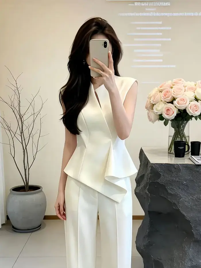 T-shirt sans manches de luxe style français pour femme
