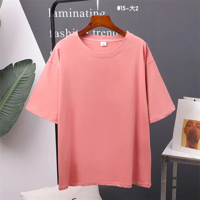 T-Shirt d'été en coton pour femmes, surdimensionné, solide, couleur bonbon, hauts amples