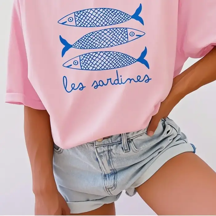 INAWLY Sardine imprimer femmes t-shirt poisson en conserve chemise décontractée tomate fille côtière été