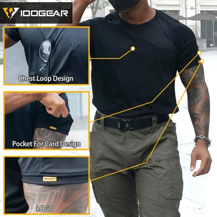 T-shirt tactique d'été IDOGEAR respirant à col rond