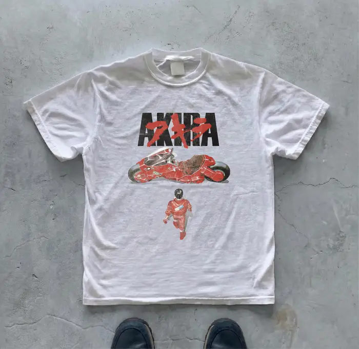 T-shirt Akira Anime Kaneda avec motif moto, T-shirt oversize, vêtements streetwear japonais des anné