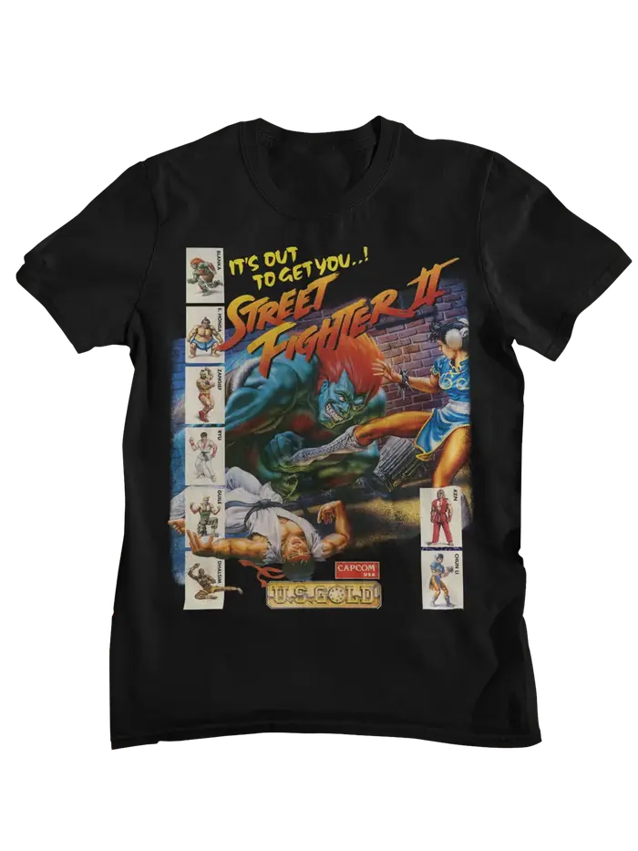 T-shirt de jeu rétro Street Fighter II Capcom, Chun-Li Blanka Ryu, t-shirt graphique de combat d'arc
