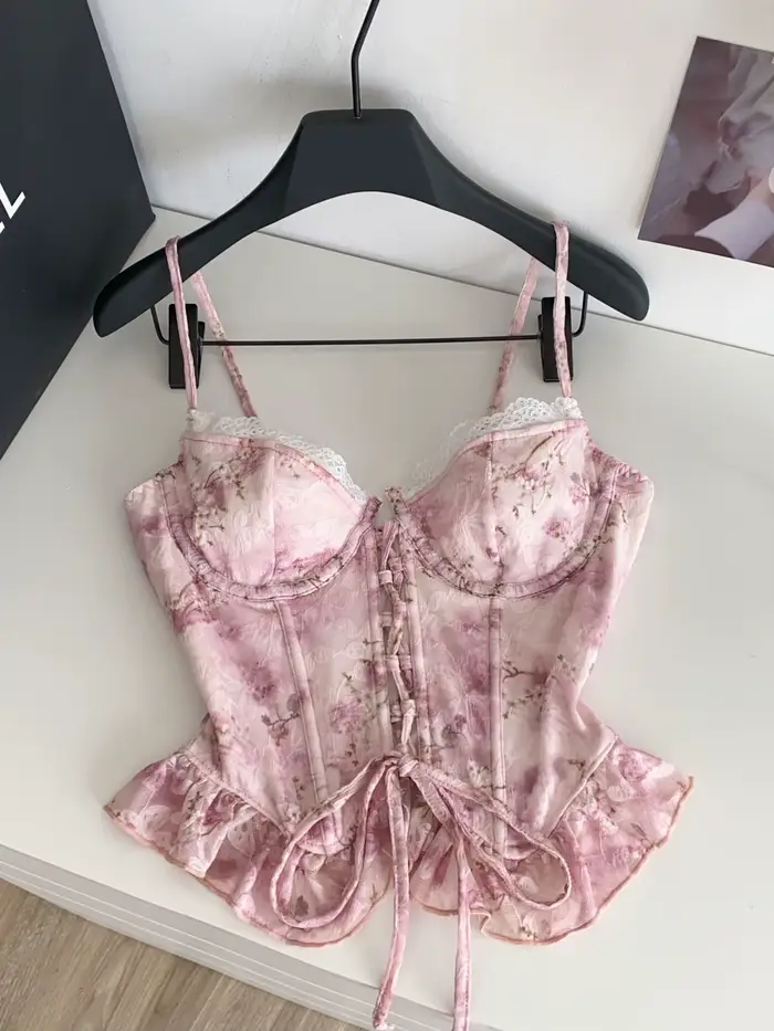 Débardeur Sexy sans manches avec cordon de serrage épissé, slim, Corset, Bustier, Chic, haut court,