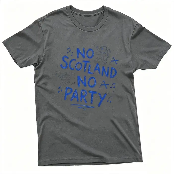 T-shirt graphique « No Scotland No Party » – Drapeau écossais