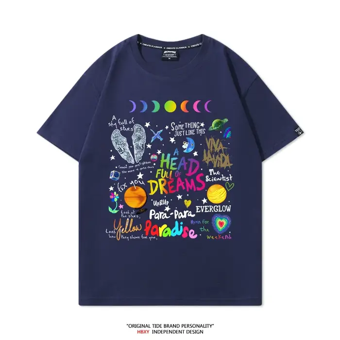 Coldplay Band Around coton T-shirt été nouveau homme et femme 2025 Concert Tour manches courtes vêtements tendance Rock haut ample