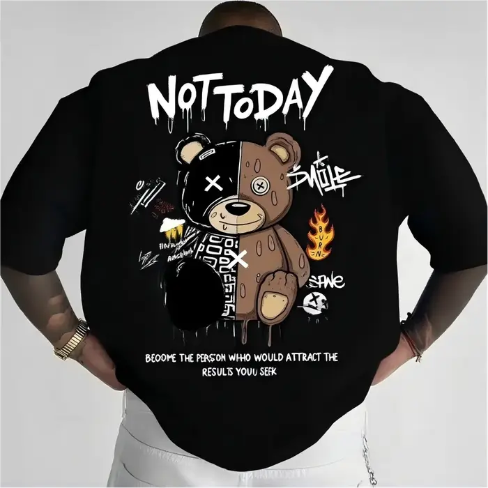 T-shirt graphique Not Today Graffiti Teddy Bear pour homme