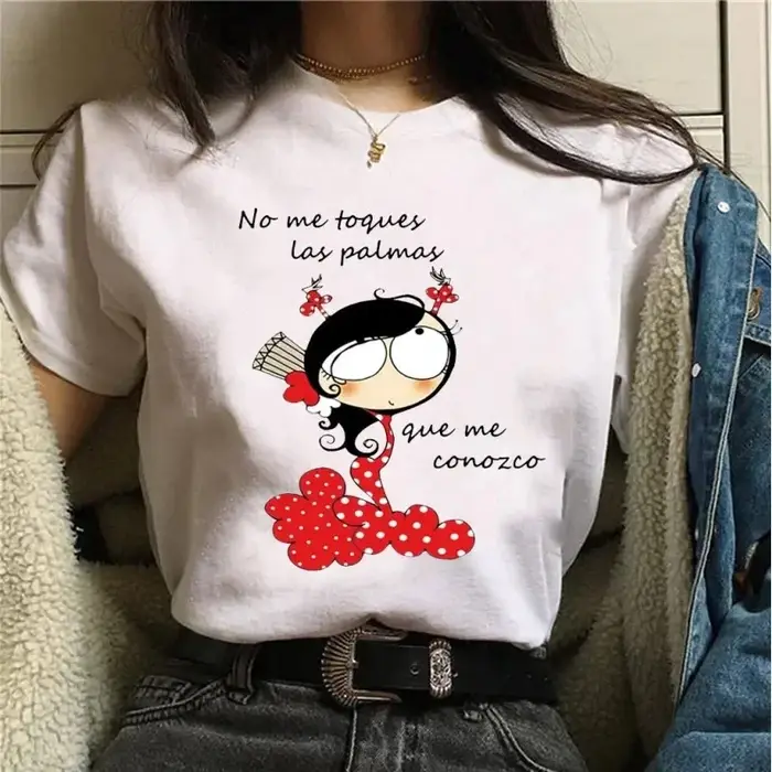 Femmes T-shirts Harajuku hauts chemises à manches courtes talon haut imprimé Flamengo danse