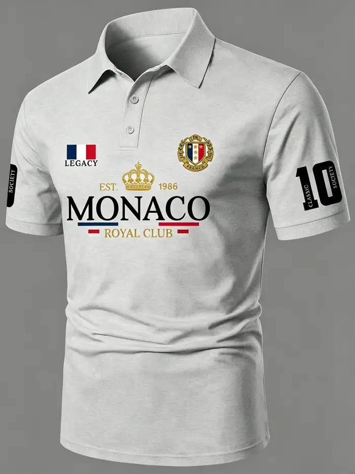 Polo pour homme USANew York Royal Print à manches courtes