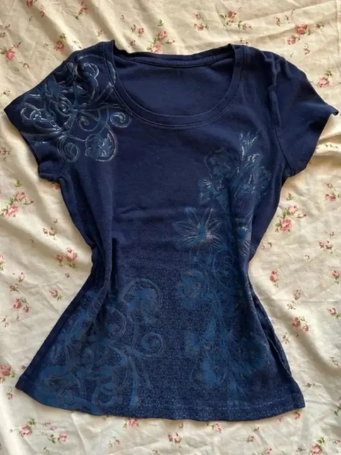 T-shirts vintage imprimés violet foncé pour femmes
