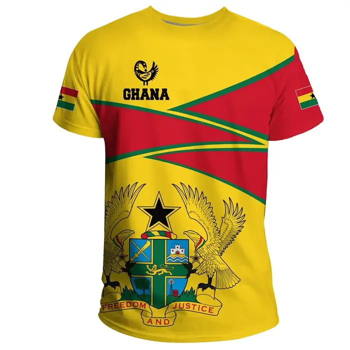 T-shirt africain ghanéen imprimé en 3D pour hommes