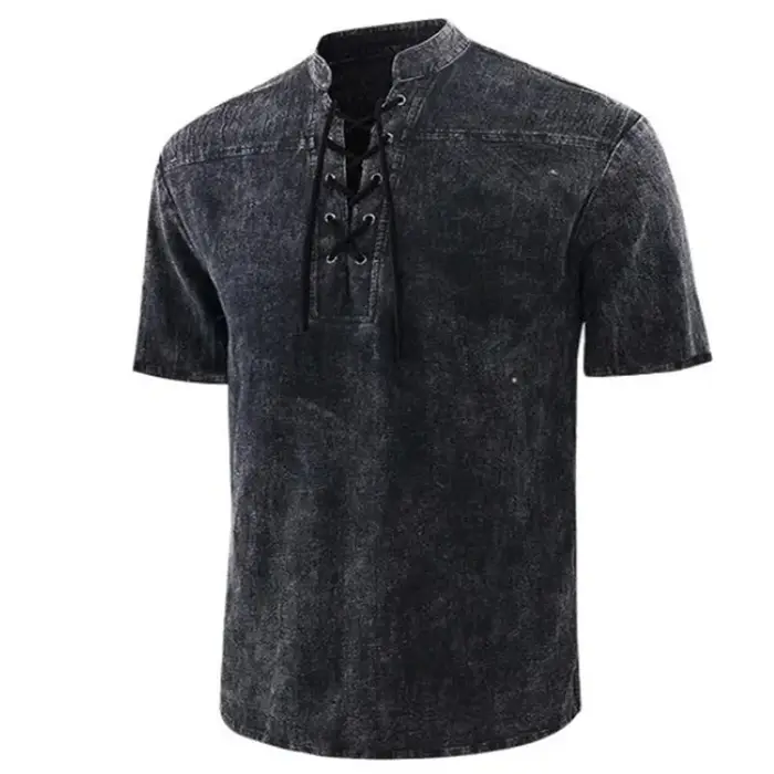 T-Shirt à Manches Courtes et Col Montant pour Homme