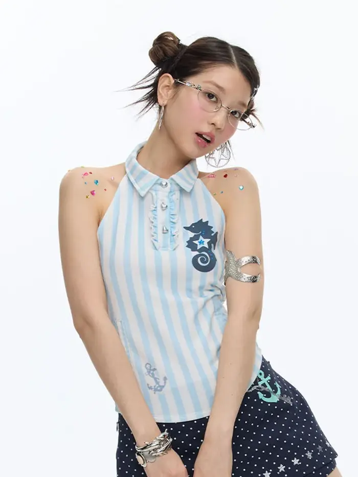 Débardeurs moulants rayés sexy pour femme – Style streetwear rétro américain