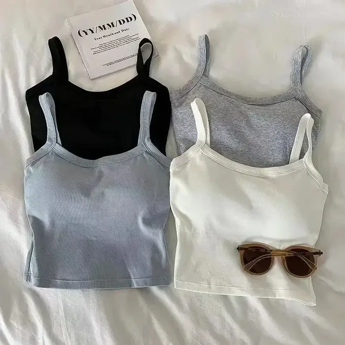 Haut court femmes Sexy hauts sans manche mode sous-vêtements féminins dame Camisole fille basique T-shirt gilet Lingerie soutiens-gorge bustiers nouveau