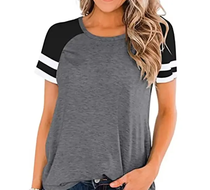 Nouveauté été 2026 pour femmes : T-shirt décontracté à manches raglan rayé – Tissu doux