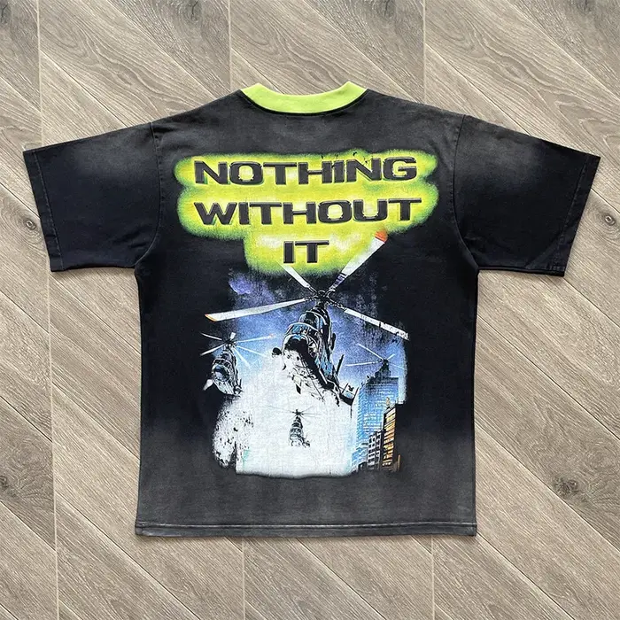 T-shirt décontracté à manches courtes pour hommes et femmes Vertabrae American Street Dark Rap Day Foot VERTEE5