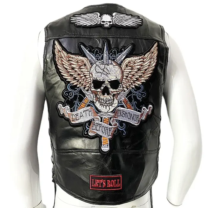 Gilet de motard en cuir pour homme