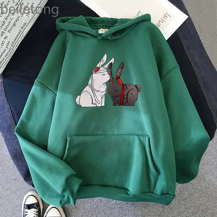 Sweat à capuche à manches longues pour hommes, Streetwear Harajuku The Untamed Wangxian bunnies, amp