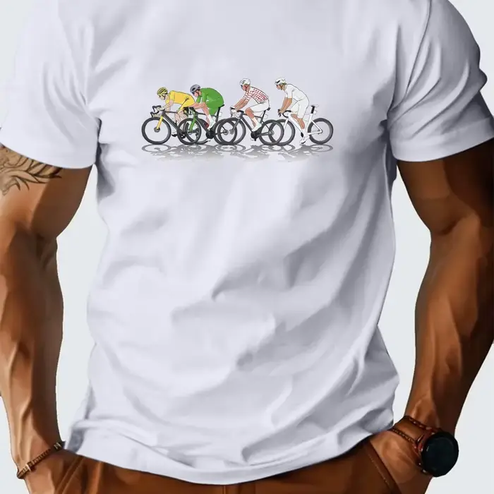 T-shirt graphique Tour de France pour homme, respirant et anti-humidité, avec motif officiel, col rond décontracté, manches courtes