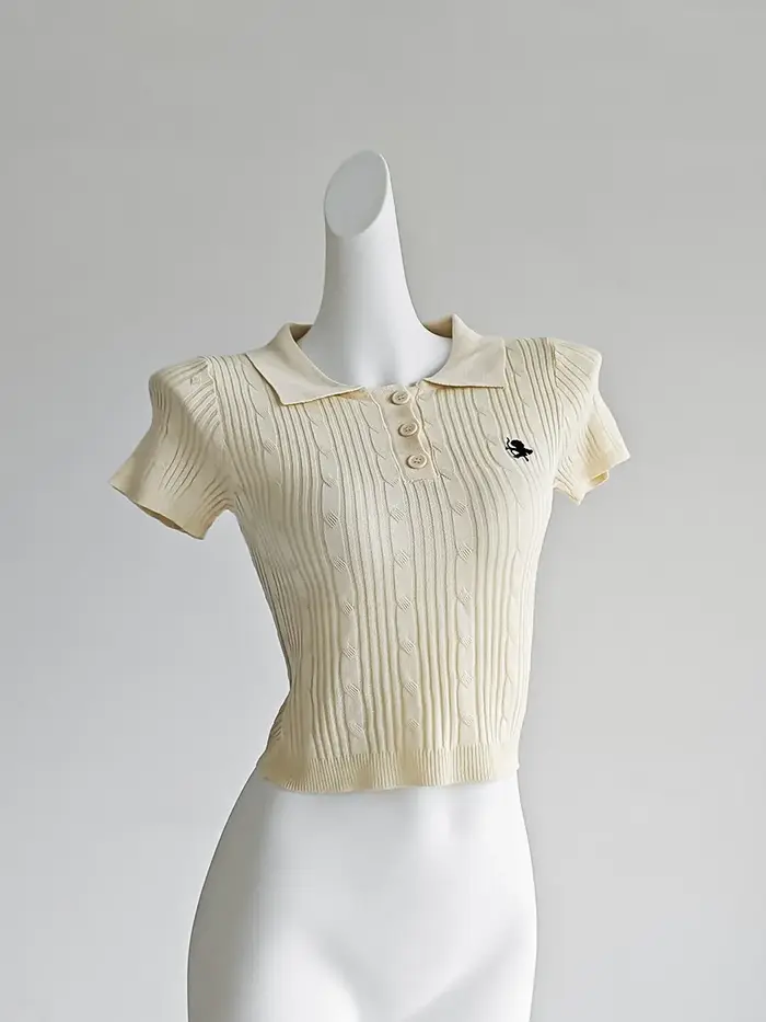 Polo en maille côtelée pour femme