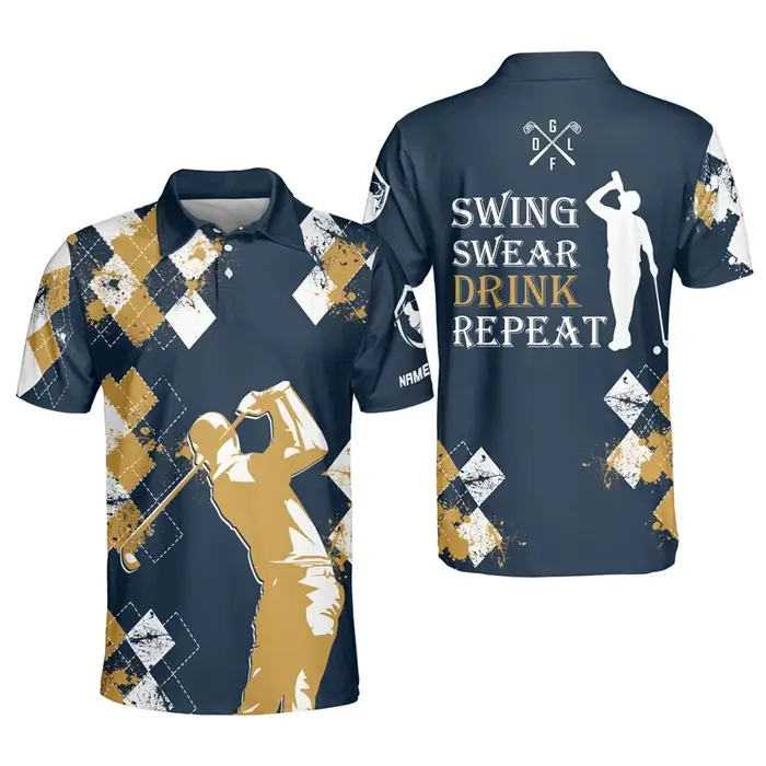 Polos de golf College tête de mort 3D pour hommes et femmes