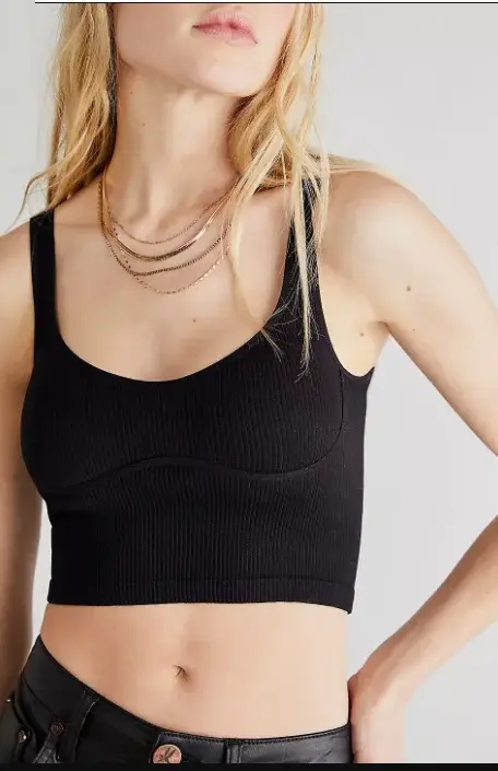 Débardeur court sans couture en tricot côtelé pour femme, camisole à bretelles, dos nageur, chemises