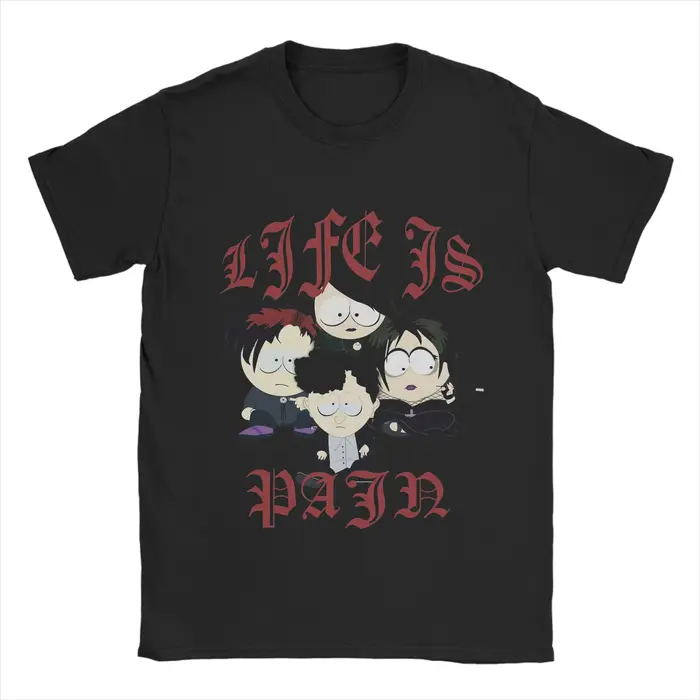 Souths Parks t-shirt été les enfants Goth la vie est douleur Hip Hop T-Shirts hommes col rond grande