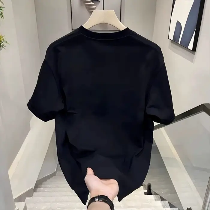 T-shirts en coton ajustés noirs pour hommes