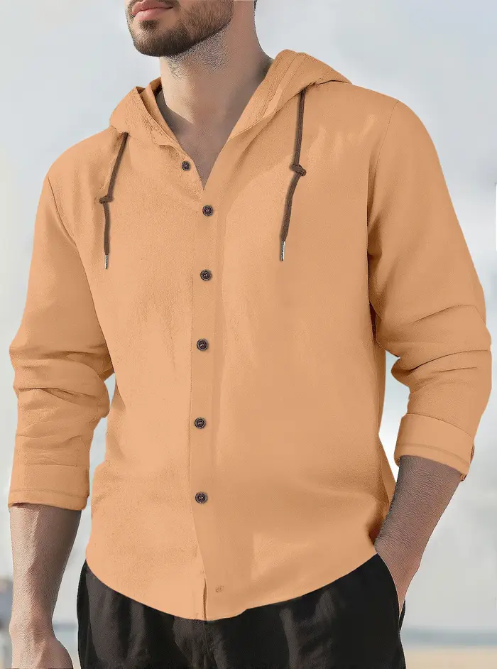 T-shirt homme 2026 décontracté Nouvelle collection Printemps/Été à capuche Couleur unie en coton Haut