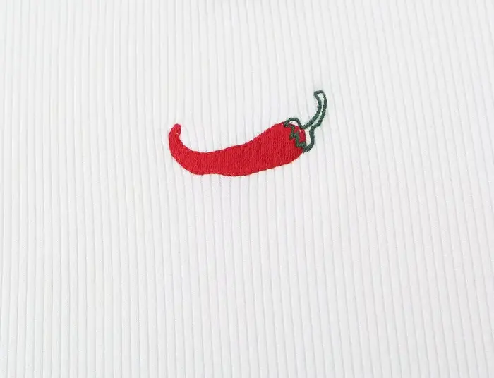 Débardeur sans manches pour femme - Gilet côtelé à col rond avec broderie Chili
