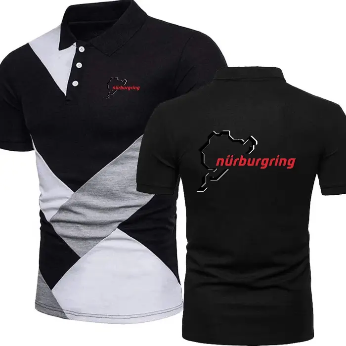 Nürburgring course piste polos hommes couleur bloquée t-shirt aventure amateurs de sport revers