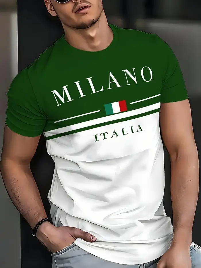 Italia Milano lettre motif 3D imprimé hommes t-shirts à manches courtes décontracté hauts