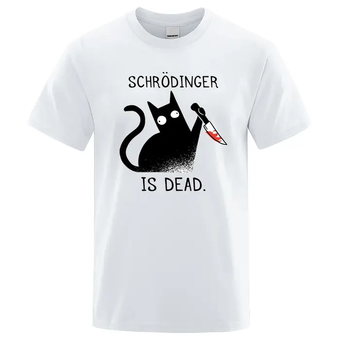 Schrodinger Is Dead chat noir t-shirts mode masculine 100% coton T-Shirt Hip Hop