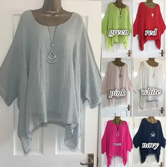 T-Shirt en Lin à Col Rond pour Femme