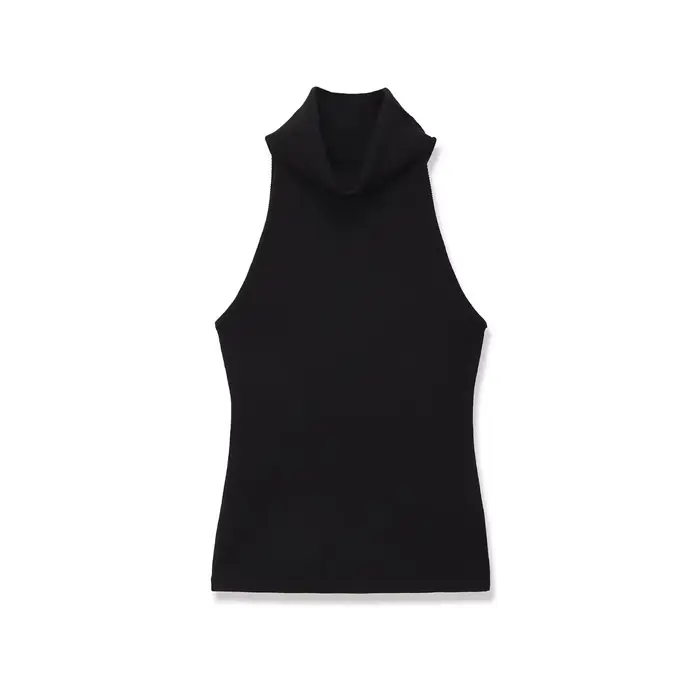 Débardeur bleu à col roulé sans manches et dos nu pour femme