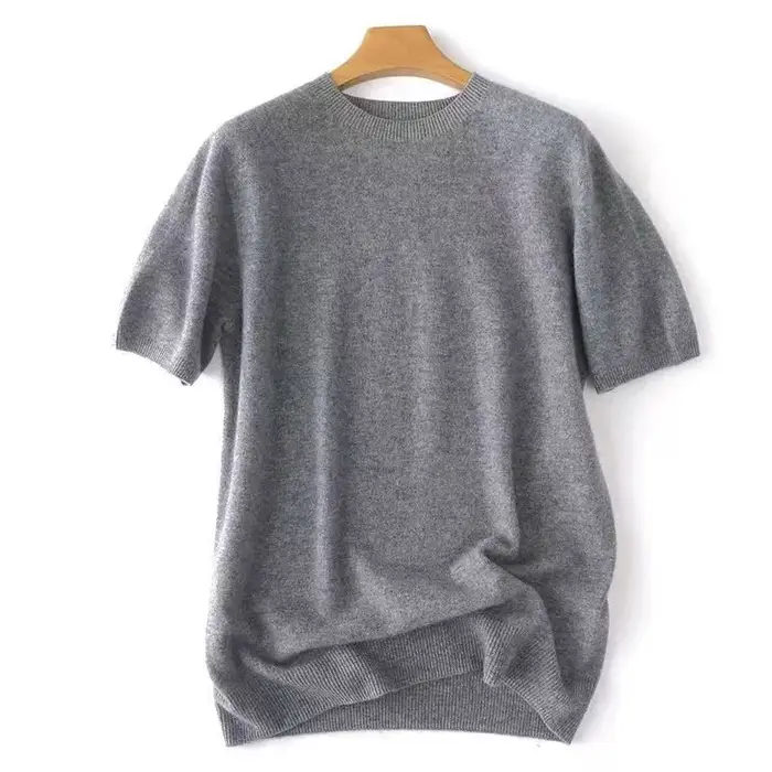T-shirt en cachemire mérinos ultrafin tricoté à col rond pour homme
