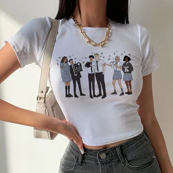 Heartstopper-T-shirt à Manches Courtes et Col Rond pour Femme, Vêtement Sexy, Slim, Vintage, Gothiqu