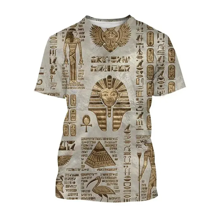 T-shirt à manches courtes avec impression 3D du pharaon Anubis