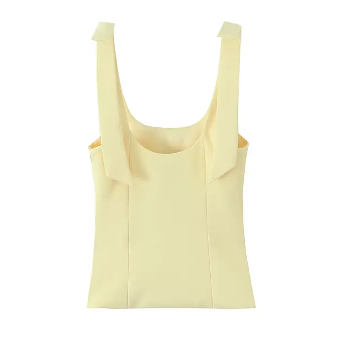 MUJER 2025 Bow haut court femme jaune Sexy