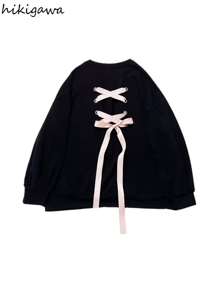 Sweat-shirt à manches longues et col rond pour femme