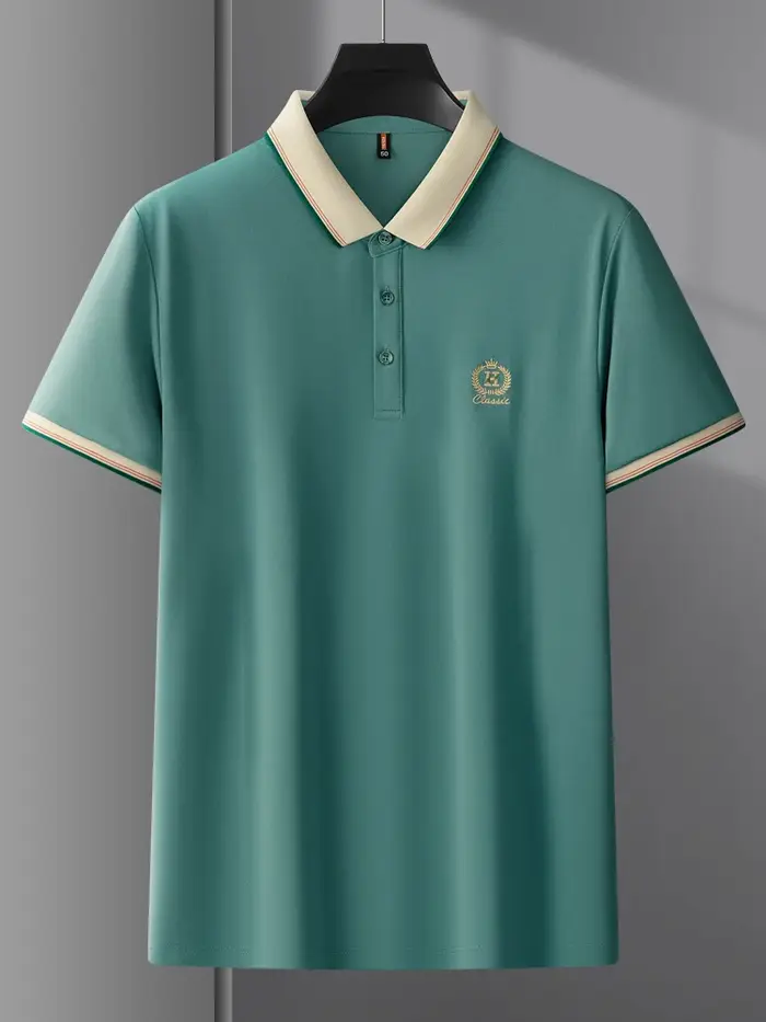 Paul's T-shirt d'été à manches courtes pour homme avec col ajusté et polo brodé
