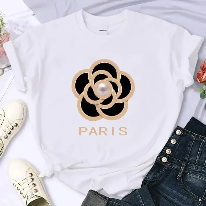 Marque de luxe fleur femmes de haute qualité été imprimé T-shirt décontracté surdimensionné Y2k manc