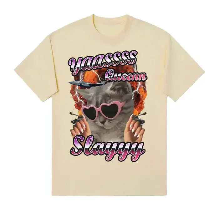 Yas Queen Slay amusant passionné de chat T-shirt femmes mode mignon à manches courtes