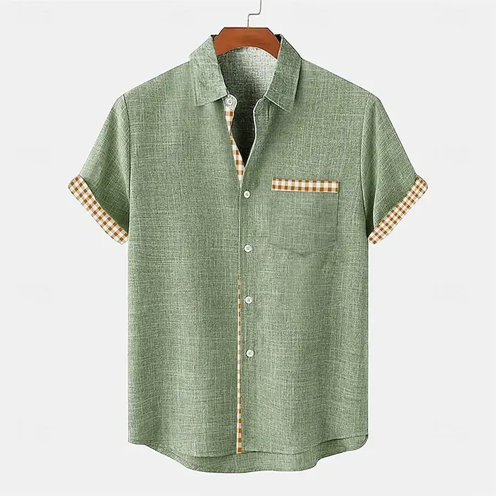 T-shirt hawaïen en lin respirant pour hommes, mode décontractée, vêtements de rue en plein air, bord