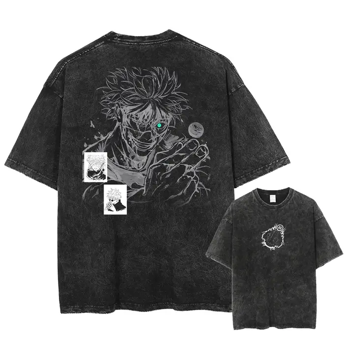 T-shirt à Manches Courtes pour Homme et Femme, en Coton Délavé, Streetwear, Gojo Satoru Jujutsu Kaim