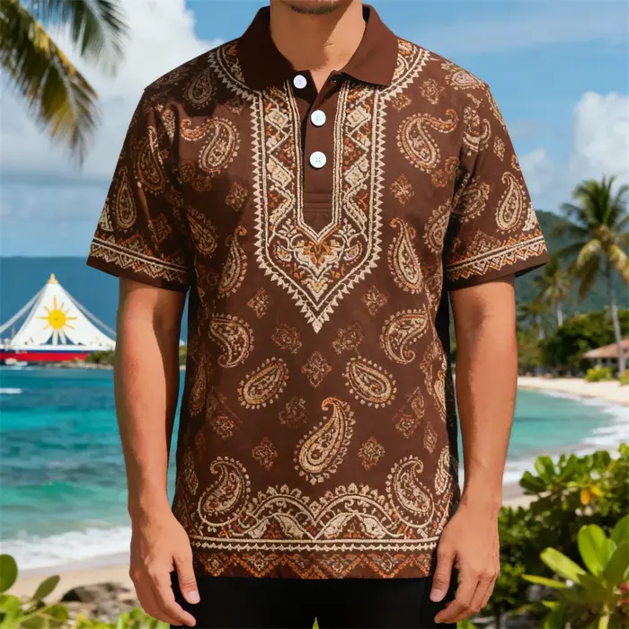 Polo pour homme à imprimé paisley rétro, hauts d'été de style ethnique vintage, vêtements décontract