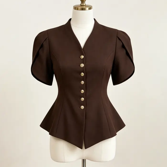 Haut blazer peplum LIMO avec col en V