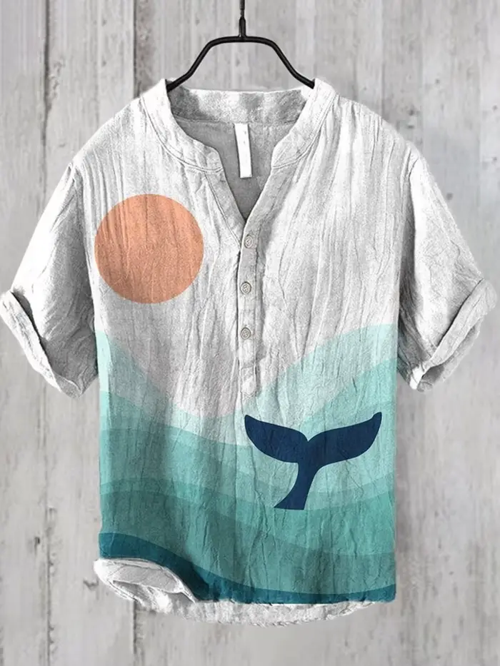 Polo rétro à manches courtes et col en v pour hommes
