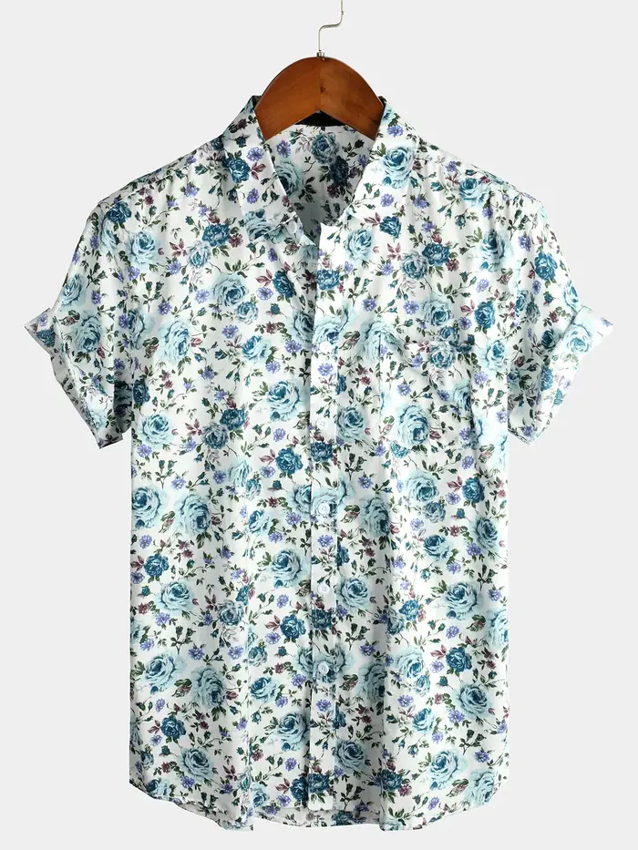 Hommes rayé décontracté vacances à manches courtes Orange été chemise boutonnée chemise hawaïenne ét