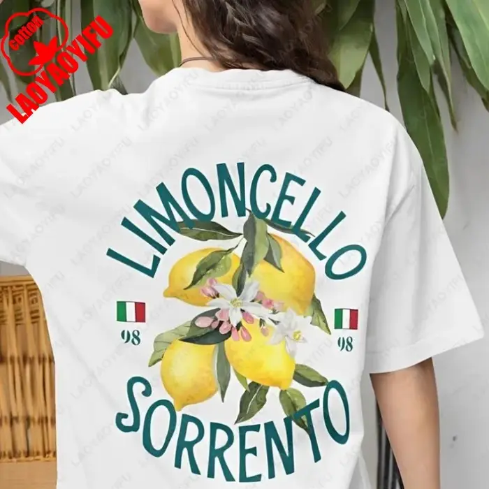 Limoncello t-shirt homme femme unisexe tendance minimaliste plage vacances vêtements italie Dolce Vita imprimé coton