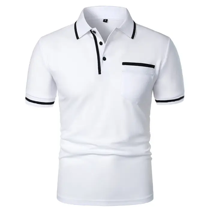 Nouveaux hommes à manches courtes polos couleur unie t-shirt style décontracté été à la mode respirant ample basique
